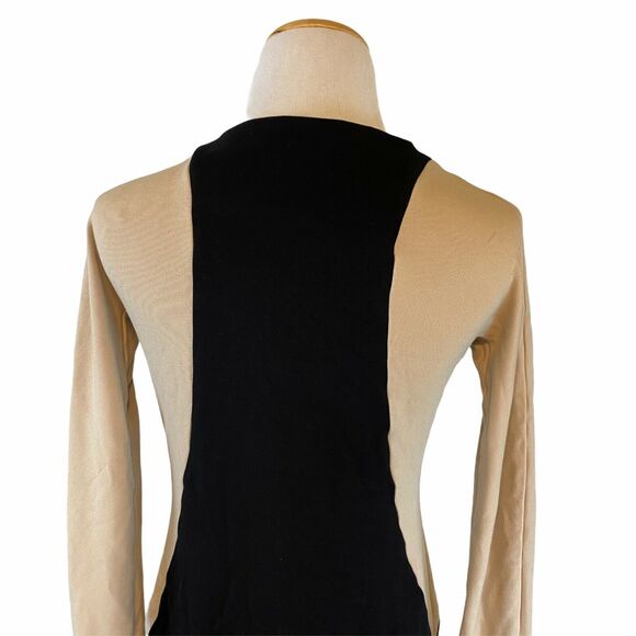 COS Women's Colorblock Black & Beige Longsleeve Sheath Dress Size Medium - Picture 4 of 7